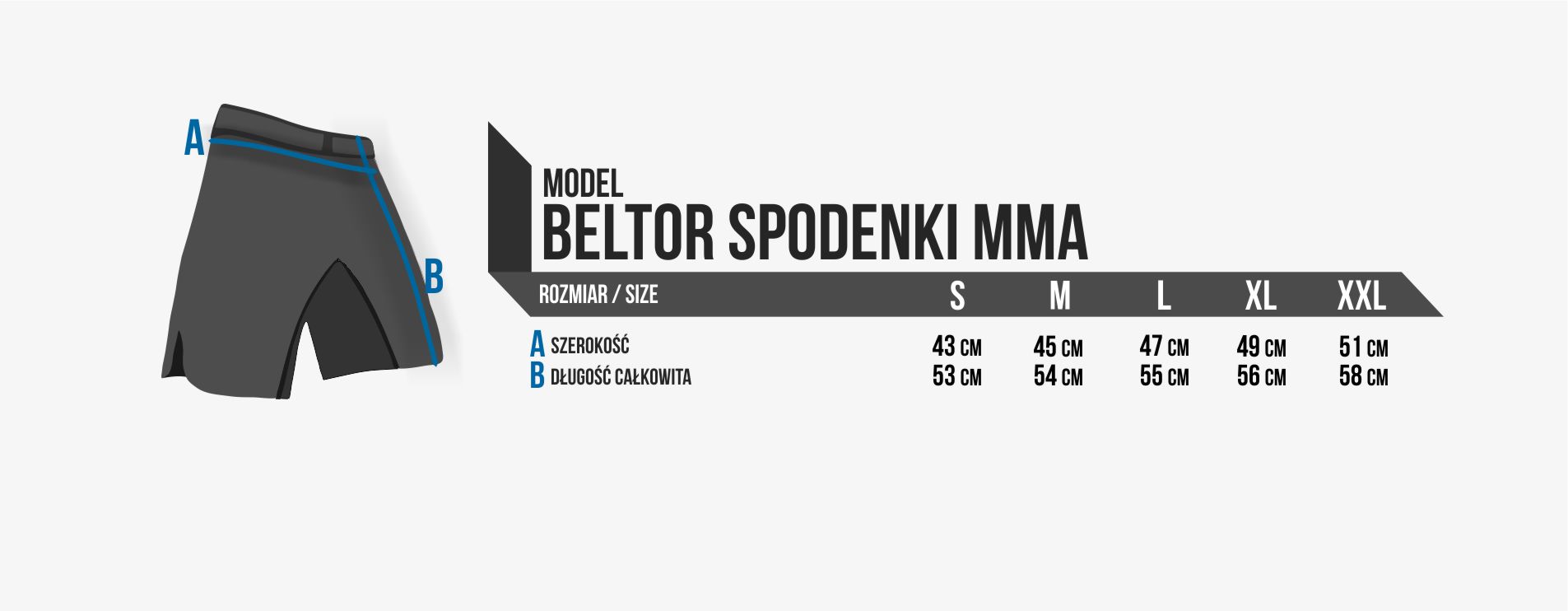 tabela rozmiarów spodenek do mma